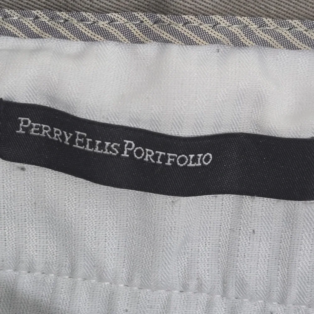 Perry Ellis Portfolio 36x29 Black Khaki Bundle Cotton Flat Front 3pk Trousers - Picture 14 of 16
